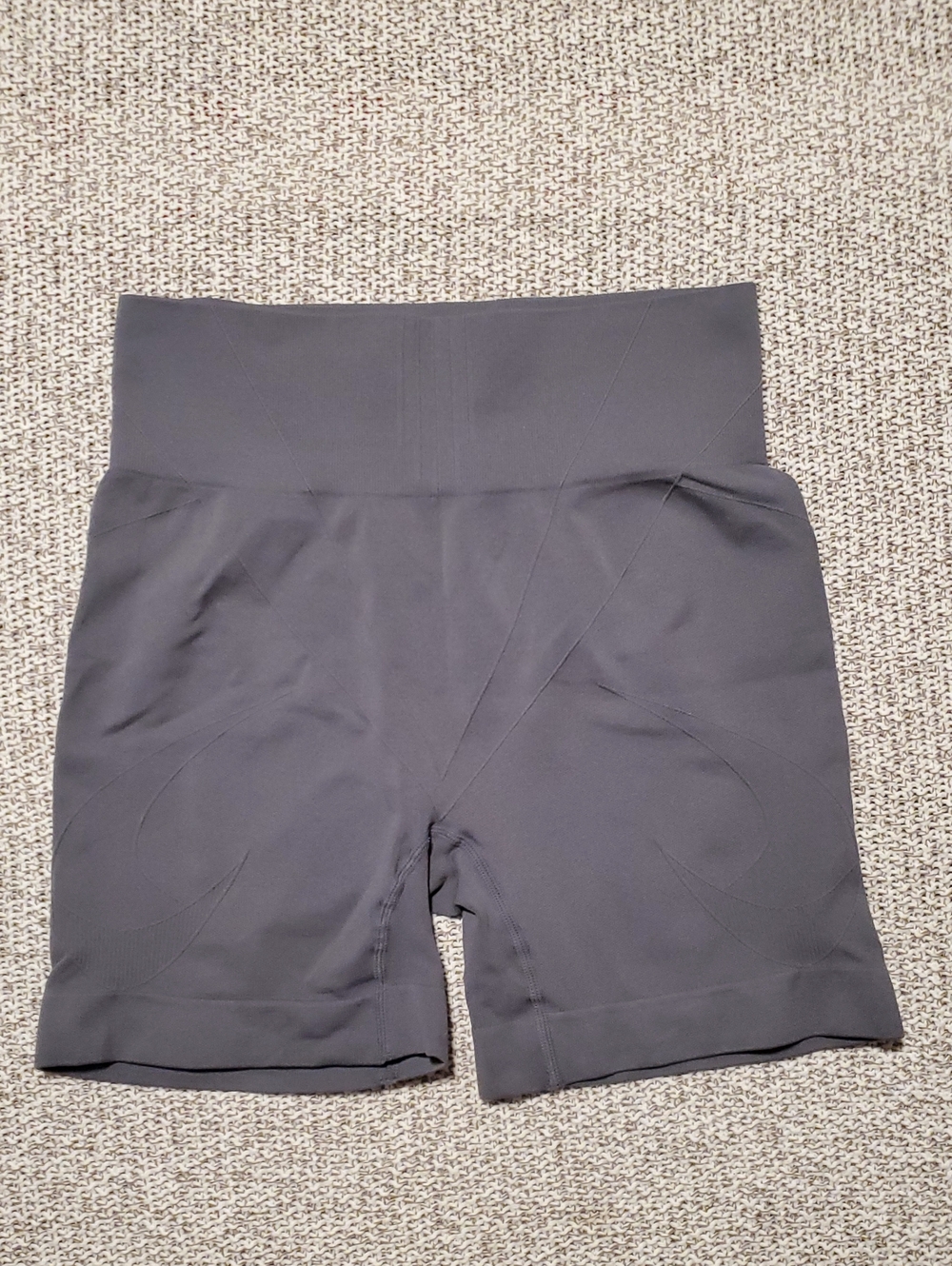Seamless Grey Ribbed High Waisted Bike Shorts Athletic Size M